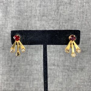 Bugbee & Niles Gold W/ Red & Clear Crystal Earring